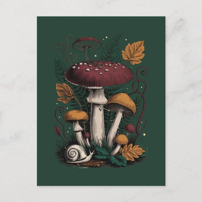 Postal Ilustración de la vida forestal (Anverso)