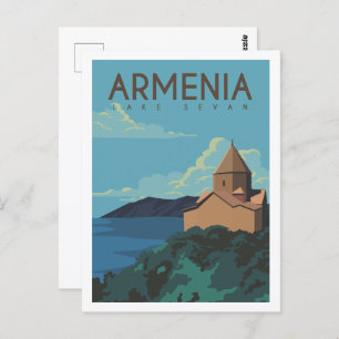 Postal Ilustracion de Lake Sevan Armenia Travel Place