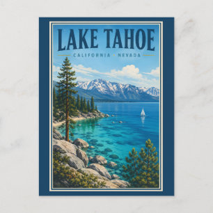 Postal Ilustración de Lake Tahoe California Nevada Viaje