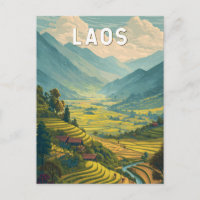 Ilustración de Laos Arte de Viaje Vintage