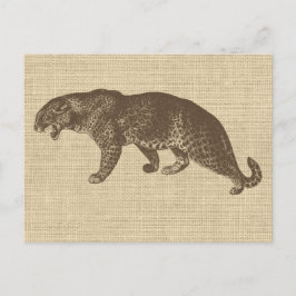 Postal Ilustracion de leopardo de época en Burlap