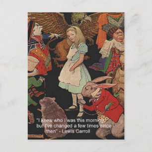 Postal Ilustración de Lewis Carroll y cita de cambio ment