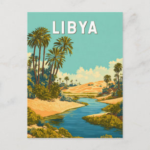 Postal Ilustración de Libia Arte de Viaje Vintage
