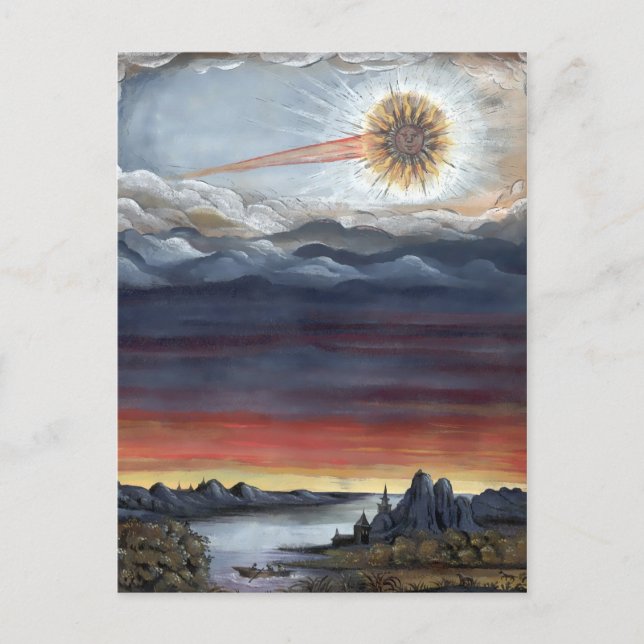 Postal Ilustracion de libros de cometas de época Rosa (Anverso)