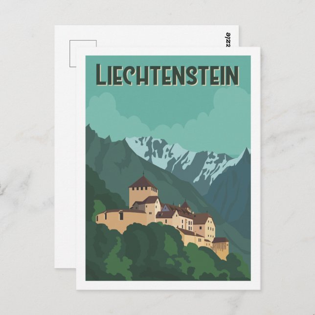 Postal Ilustracion de Liechtenstein Famous Travel Place (Anverso / Reverso)
