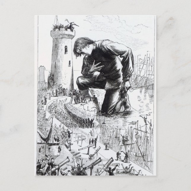 Postal Ilustracion de los viajes de Gulliver (Anverso)