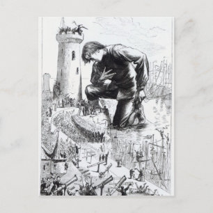 Postal Ilustracion de los viajes de Gulliver
