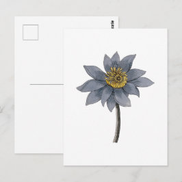 Postal Ilustración de loto azul dibujada a mano