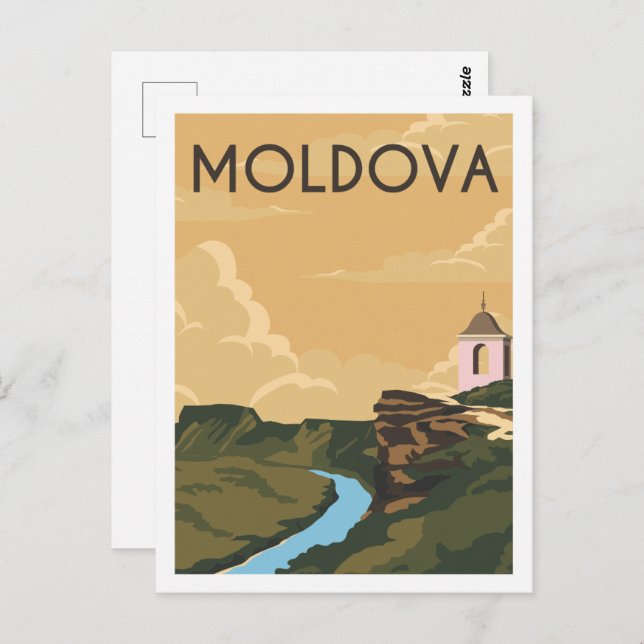 Postal Ilustracion de lugar de viaje famoso en Moldavia (Anverso / Reverso)
