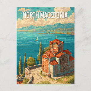 Postal Ilustración de Macedonia del Norte Arte de viaje v