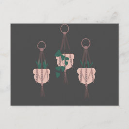Postal Ilustración de macramé de macetas colgantes para p