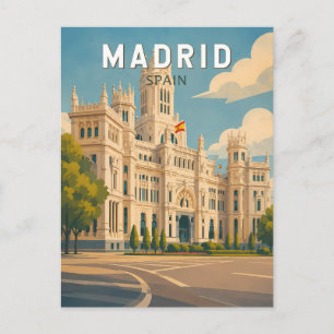 Postal Ilustración de Madrid España Viaje Arte Vintage