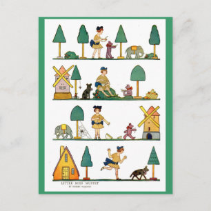 Postal Ilustracion de Miss Muffet de la Vieja década de 1