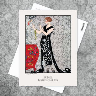 Postal Ilustracion de moda Art Deco de Barbier Smoke