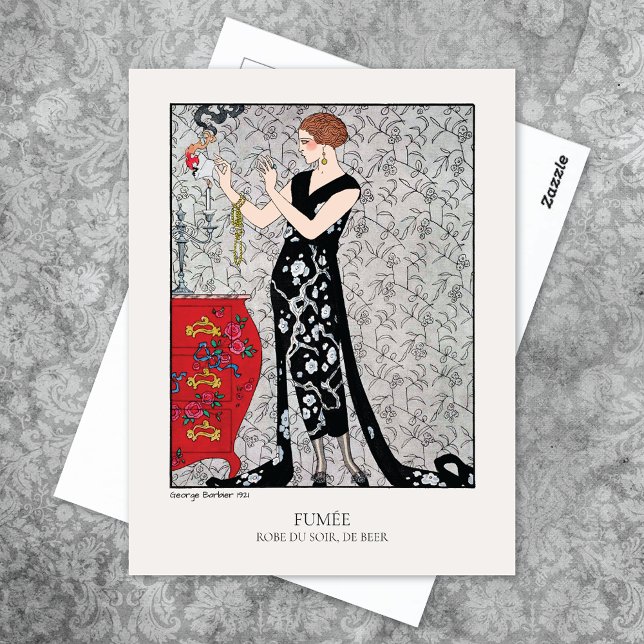 Postal Ilustracion de moda Art Deco de Barbier Smoke (Subido por el creador)