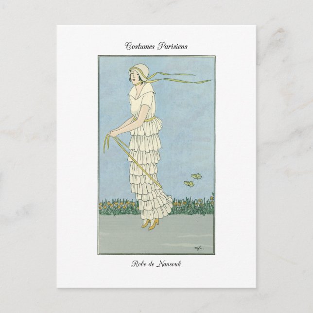 Postal Ilustracion de moda Barbier Bella Artes Robe Nanso (Anverso)