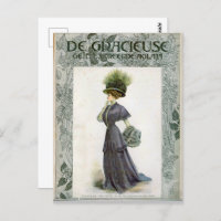 Ilustracion de moda de época Lady Gorra Botánico