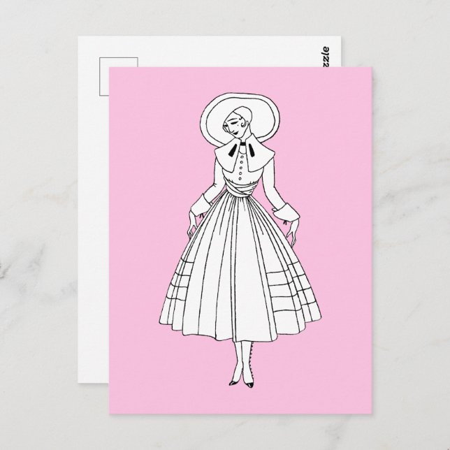 Postal Ilustracion de moda de Georges Barbier 1920 (Anverso / Reverso)