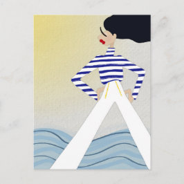 Postal Ilustración de moda de la señorita capitana marine