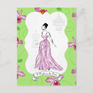 Postal Ilustracion de moda Fois à Paris