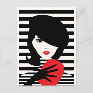 Postal Ilustracion de moda francés