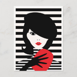 Postal Ilustracion de moda francés
