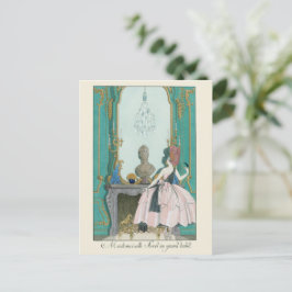 Postal Ilustracion de moda francés George Barbier