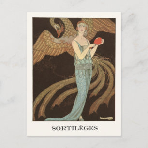 Postal Ilustracion de moda George Barbier Art Deco