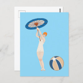 Postal Ilustracion de moda Georges Barbier Au Lido 1924