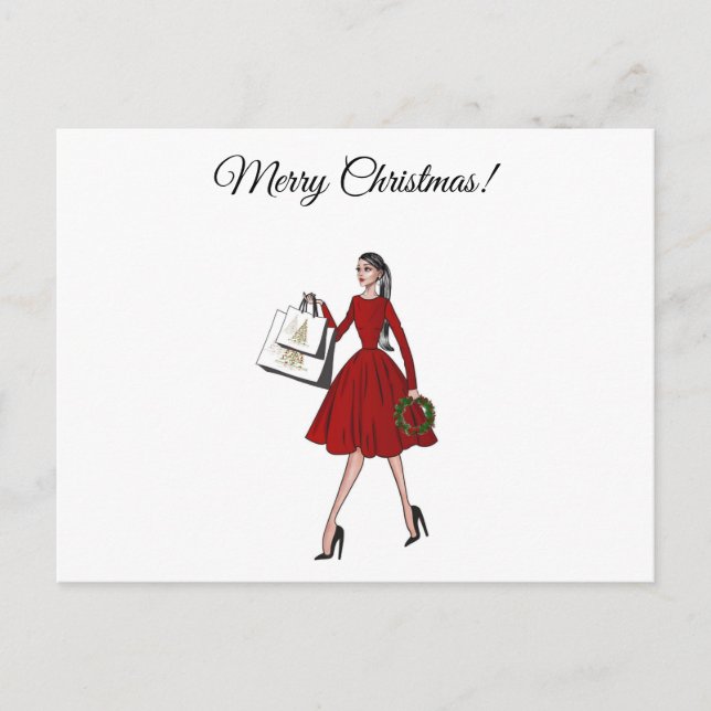 Postal Ilustracion de moda navidades (Anverso)