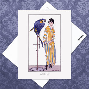 Postal Ilustracion de moda Wegener Wegener de loro a raya