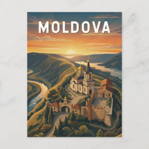 Postal Ilustración de Moldavia Arte de viaje vintage