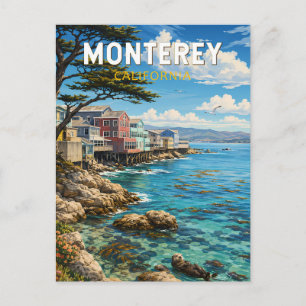 Postal Ilustración de Monterey California Arte de Viaje R