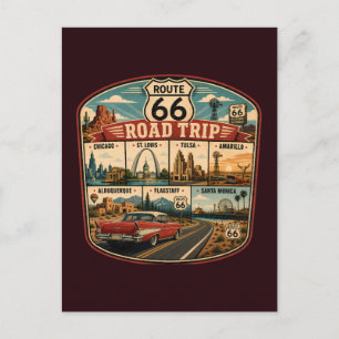 Postal Ilustración de monumentos de la ruta 66 Arte de vi