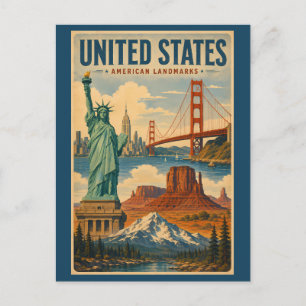 Postal Ilustración de monumentos emblemáticos de Estados 