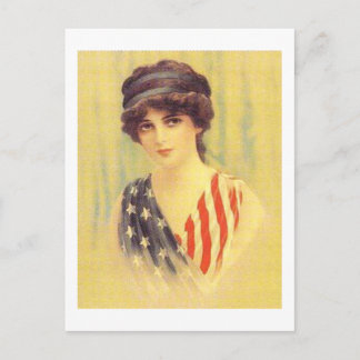 Postal Ilustracion de mujer patriótica