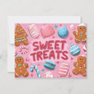 Postal Ilustracion de Navidades de tratamientos dulces co