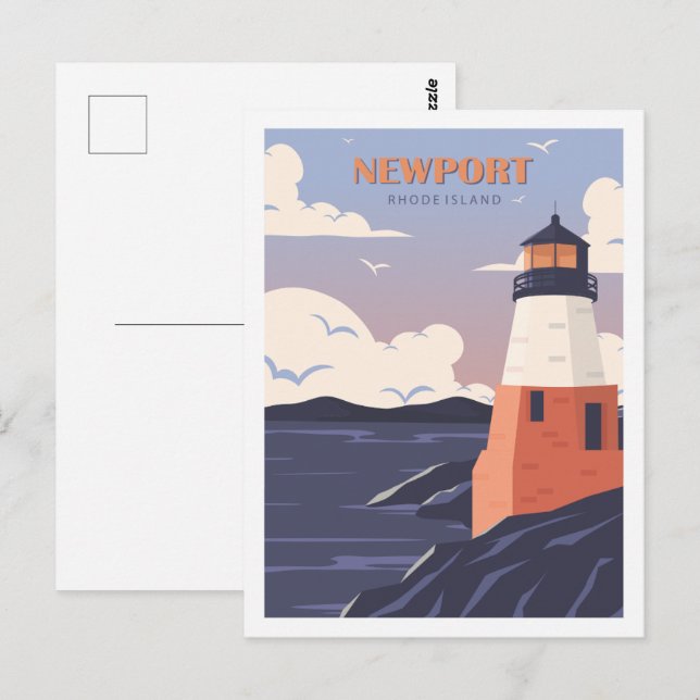 Postal Ilustracion de Newport Rhode Island Travel Place (Anverso / Reverso)