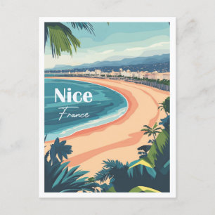 Postal Ilustracion de Nice France Artwork Travel Place