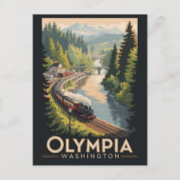 Ilustración de Olympia Washington Viaje Arte Vinta