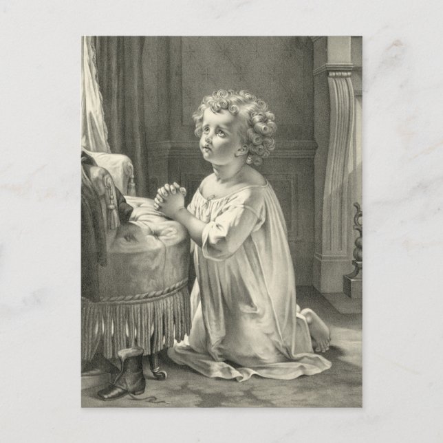 Postal Ilustracion de Oración de Niños Pequeños 1878 (Anverso)