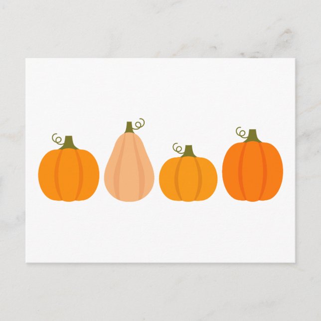 Postal Ilustracion de otoño de calabazas (Anverso)