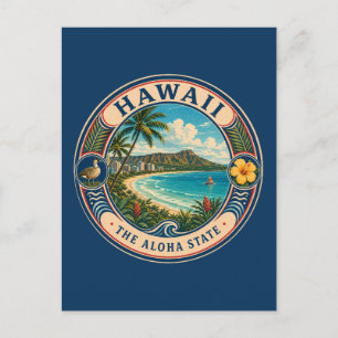 Postal Ilustración de paisaje de Hawái Arte de viaje Insi