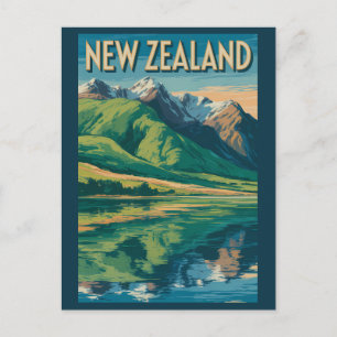 Postal Ilustración de paisaje de Nueva Zelanda Arte de vi