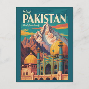Postal Ilustración de paisaje de Pakistán Arte de viaje v