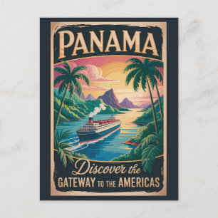 Postal Ilustración de paisaje de Panamá Arte de viaje vin