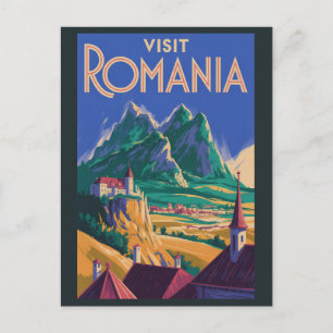Postal Ilustración de paisaje de Rumania Arte de viaje vi