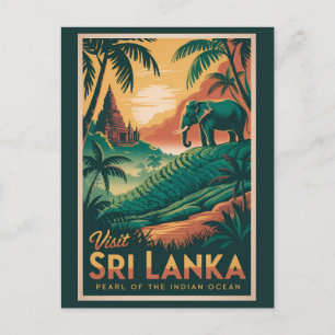 Postal Ilustración de paisaje de Sri Lanka Arte de viaje