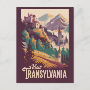 Postal Ilustración de paisaje de Transilvania Arte de via