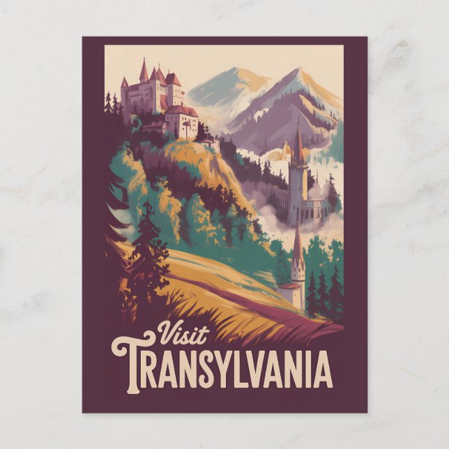 Postal Ilustración de paisaje de Transilvania Arte de via (Anverso)